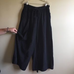 Free People, wide leg, black cotton pants